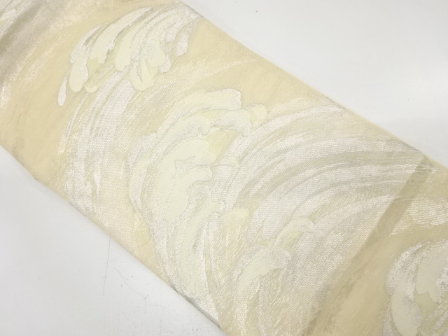 JAPANESE KIMONO / ANTIQUE FUKURO OBI FOR SUMMER / SILK / WOVEN ROUGH WAVE